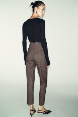 HIGH-WAIST CHECKED TROUSERS - Zara фото 15