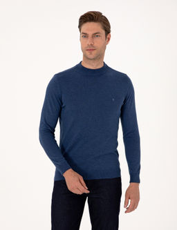 _ndigo Melanj Slim Fit _eyrek Yaka Basic Triko Kazak