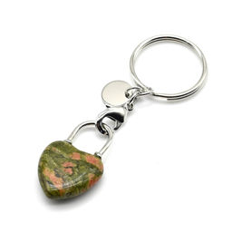 Брелок Сердце 20*30мм с унакитом Радуга камня