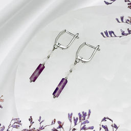 Серьги из Горного Хрусталя и Флюорита