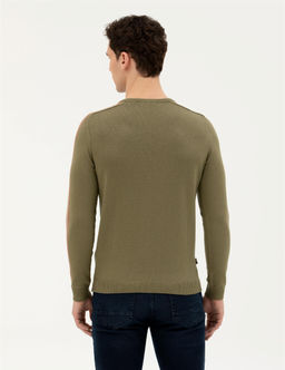 Haki Slim Fit Bisiklet Yaka Triko Kazak - Pierre cardin фото 5