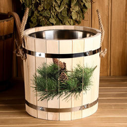 Запарник - ведро для бани и сауны «Еловая ветка», 12 л, липа, нержавеющая вставка, «Добропаровъ»