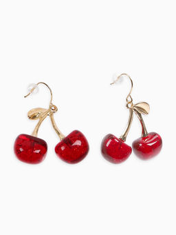 Серьги "Вишенка" блёстка, цвет бордовый в золоте