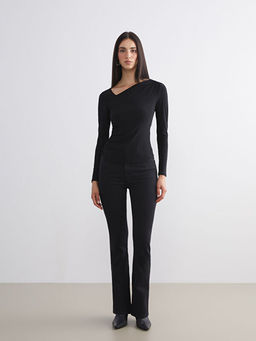 Asimetrik Yaka B?zg?l? Bluz