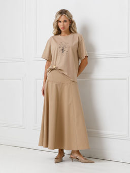 Футболка с принтом и брошью - Stilla фото 2