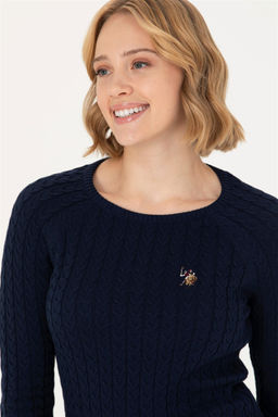 Женский базовый свитер темно-синего цвета с круглым вырезом Неожиданная скидка в корзине - U.s. polo assn фото 2