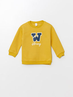 Bisiklet Yaka Uzun Kollu Bask?l? Erkek Bebek Sweatshirt