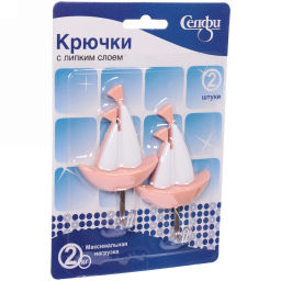 Цена за 5 шт. Крючки в наборе 2шт на липком слое "ИДЕЯДОМА", кораблик, нагрузка 2кг