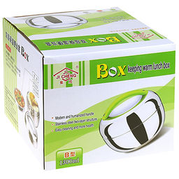 Ланч-бокс из нержавеющей стали 1,3л, д16,5см h11см, 1 вставка: 500мл д15,5см h3см, пластмассовая ручка, корпус из нержавеющей стали, цветная коробка (Китай) - Домашняя мода фото 3