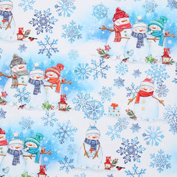 Цена за 10 шт. Бумага упаковочная глянцевая Снеговички, 70 100 см - Дарите счастье фото 5