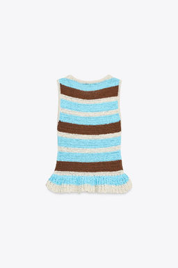 STRIPED KNIT TOP WITH RUFFLE - Zara фото 6