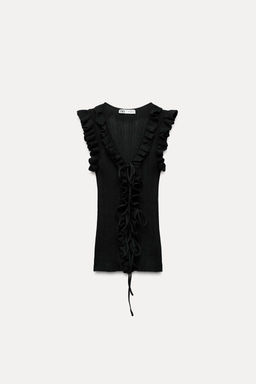 KNIT TOP WITH RUFFLES AND TIES - Zara фото 2