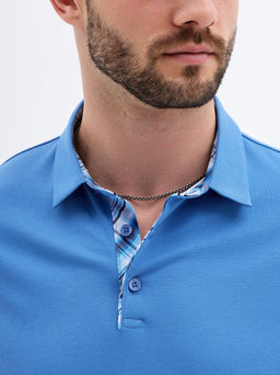 Джемпер мужской с воротником поло короткий рукав GREG G144-PO1246T-SAS5047 (джинс)  фото 5