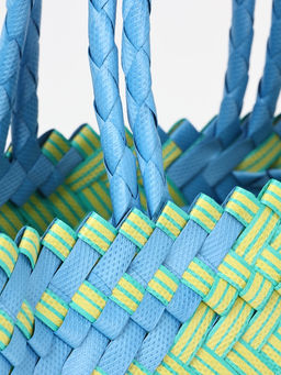 Сумка плетёная, 30×10×33 см, пластик, голубая