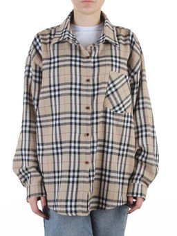 C501 BEIGE Рубашка женская оверсайз (95% хлопок, 5% спандекс)