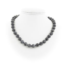 Ларвикит, круглые 10мм, бусы 45..49см