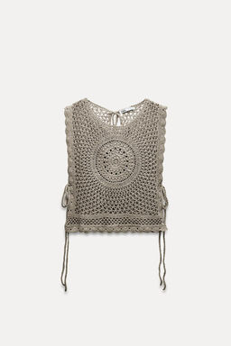 KNIT CROCHET TOP WITH TIES - Zara фото 6