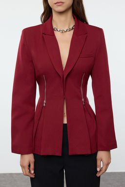 TRENDYOLMILLA Siyah Fermuar Detayl? Dokuma Blazer Ceket TWOAW25BC00010