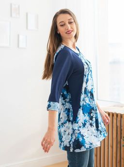 Туника женская из масла Клэр синие цветы - Амадэль фото 2