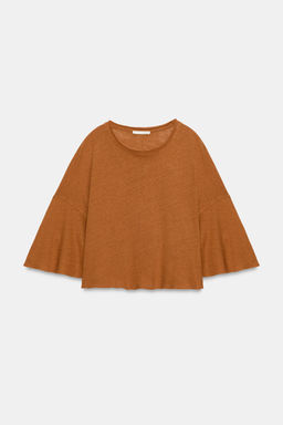 CAMISETA CAPA ALGOD?N Y LINO / Naranja quemado