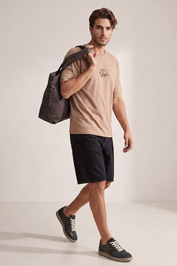 Koyu Vizon Oversize/Geni_ Kesim Bask_l_ %100 Pamuk T-Shirt TMNSS23TS00261 - Trendyolmilla фото 2