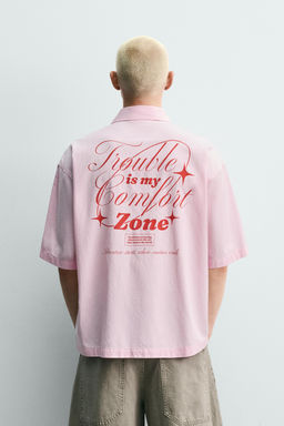 CAMISA BOXY FIT TEXTOS ESTAMPADOS / Rosa - Zara фото 3