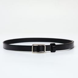 Ремень женский тонкий, 110×1.3 см, прямоугольная пряжка металл, серебристая, чёрный