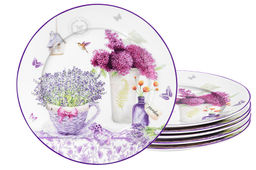 Набор тарелок для десерта 6 пр. 19*19*2 см Лаванда, NEW BONE CHINA