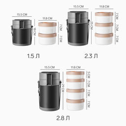 Термос для еды, 2.3 л, сохраняет тепло до 12 ч, нержавеющая сталь, пластик, чёрный - Simaland фото 7