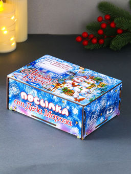 Новогодняя шкатулка подарочная Снеговики, для подарков, самосборная, 20?13.6?8 см