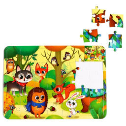 Пазл - раскраска в рамке «Лесные зверята», 34 детали