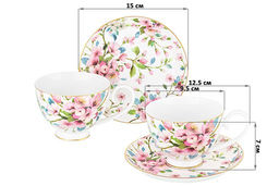 Чайн. наб. 12 пр. 300 мл Яблоневый цвет на белом на ножке, NEW BONE CHINA - Elan gallery фото 3