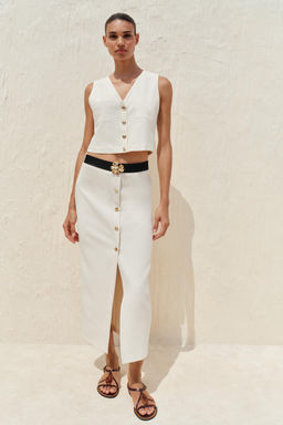 CREPE MIDI SKIRT WITH BELT - Zara фото 9