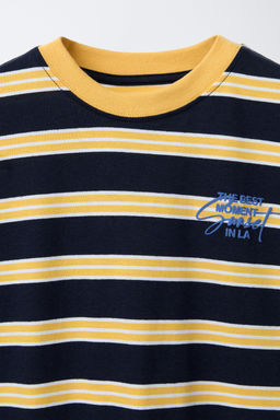 STRIPED T-SHIRT WITH EMBROIDERED SLOGAN - Zara фото 9