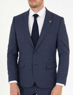 Ekose _ndigo Slim Fit Tak_m Elbise