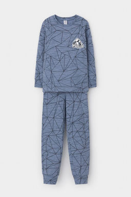 К 1581/серо-голубой,линии пижама дет
