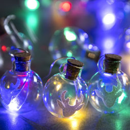 Гирлянда Нить 1.6 м с насадками Шарики с оленем, IP20, серебристая нить, 15 LED, батарейки ААх2 (нет в комплекте), свечение мульти
