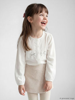 Fiyonklu Poplin K?z ?ocuk G?mlek