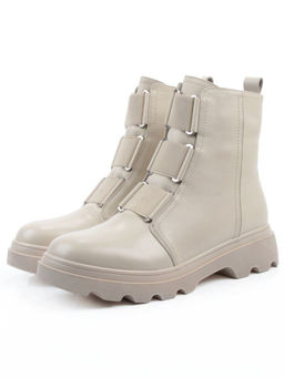 04-M2-706 BEIGE Ботинки зимние женские (натуральная кожа, натуральный мех)