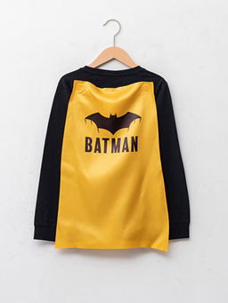 Bisiklet Yaka Batman Bask?l? Uzun Kollu Erkek ?ocuk Ti??rt ve Pelerin - Waikiki фото 2
