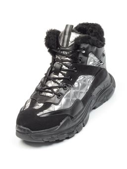 04-8524-4 BLACK Ботинки женские зимние (искусственные материалы) - Фабричный китай фото 2