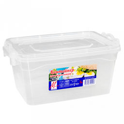 Контейнер для продуктов пластмассовый 3л, 26х17х12см, прямоугольный, 2 защелки, прозрачный (Россия)
