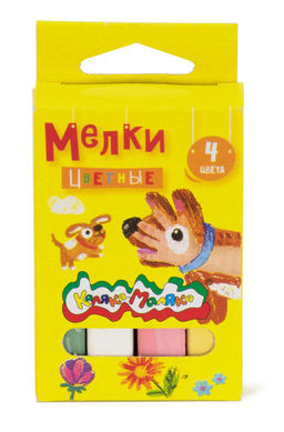Цена за 5 шт. Мелки цветные Каляка-Маляка 4 шт квадратные карт.уп. с европодвесом