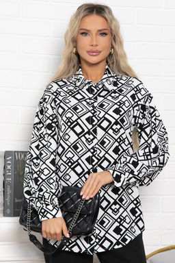 Блуза хлопковая Танец линий (черно-белая) Б14856-14М