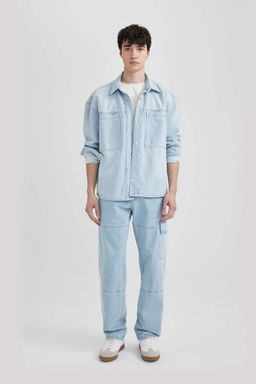 Джинсовые брюки широкого кроя с нормальной талией и широкими штанинами - Defacto фото 4