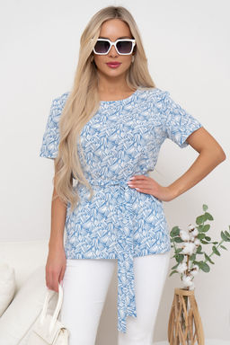 Блузка Элиза (белый/голубой) Б11-253/4 - Николь фото 5