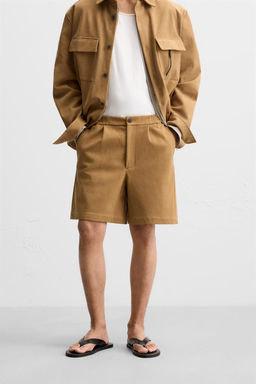 FAUX SUEDE PLEATED BERMUDA SHORTS - Zara фото 2