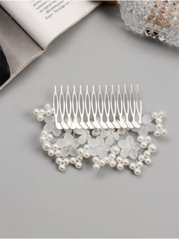 Гребень для волос QF «Эмилия», цветы ассорти шарики, 10×7 см, белый