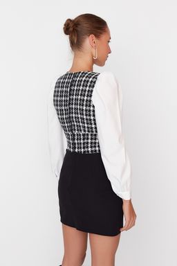 Siyah Crop Fitted Tuvit Dokuma Bluz TWOAW23BZ00521 - Trendyolmilla фото 5