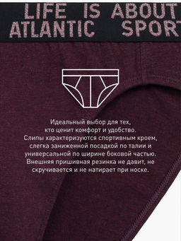 ATLANTIC 3MP-209 Трусы спорт Melange - набор 3 шт. зеленый меланж + винный меланж + голубой меланж  фото 7